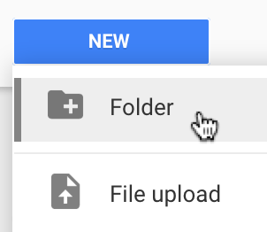 Once in Google Drive, click on the New button. Select the Folder option.