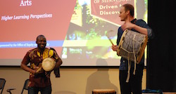 Drumming at social justice event 