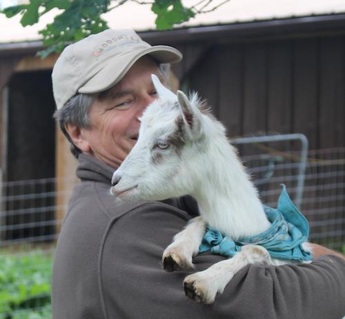 Dan Halsey with goat