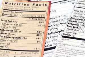 Close up of food labels